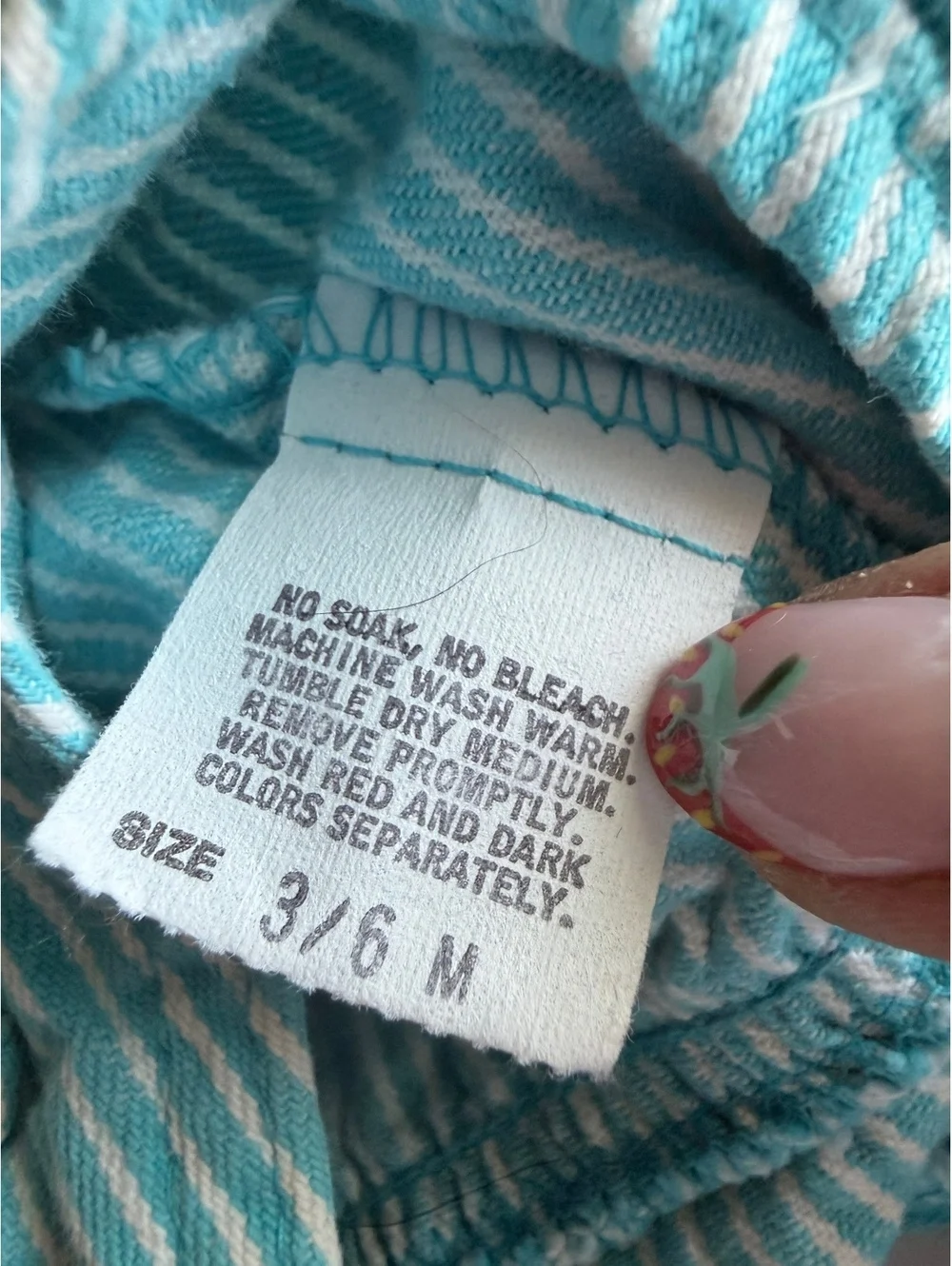 Vintage USA OshKosh B'Gosh Aqua Striped Overalls 3-6M